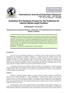 Evaluation Of A Synthesis Process For The Production Of Calcium