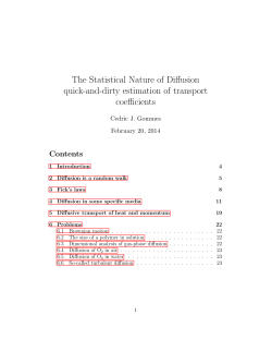 The Statistical Nature of Diffusion quick-and
