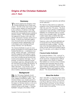 Origins of the Christian Kabbalah