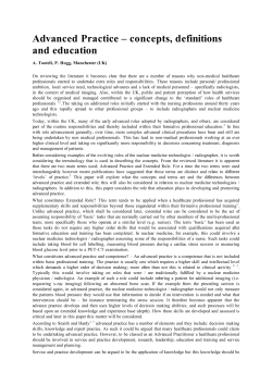 Advanced Practice &ndash; concepts, definitions and education