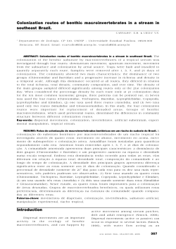 Colonization routes of benthic macroinvertebrates in a