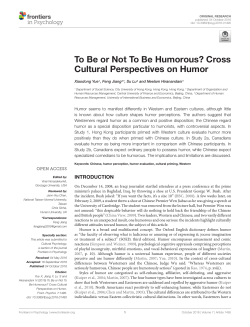 To Be or Not To Be Humorous? Cross Cultural Perspectives on Humor