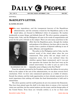 McKINLEY`S LETTER. - Socialist Labor Party