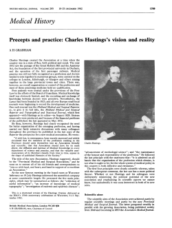 Precepts and practice: Charles Hastings`s vision and reality