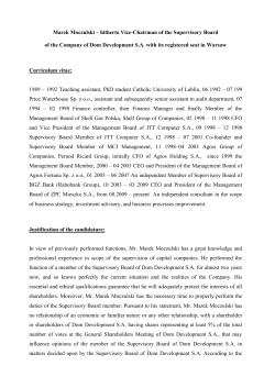 Marek Moczulski &ndash; hitherto Vice-Chairman of the Supervisory Board