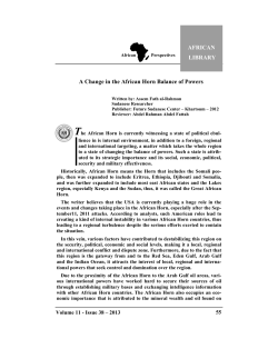 A Change in the African Horn Balance of Powers