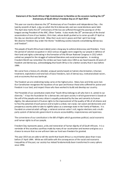 1 Statement of the South African High Commissioner to