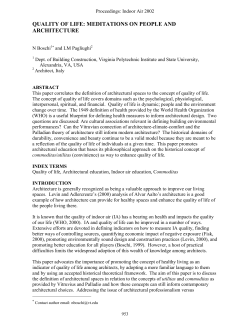 Quality of life: meditations on people and architecture