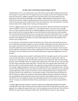 An Open Letter to the Student Starting College in the fall