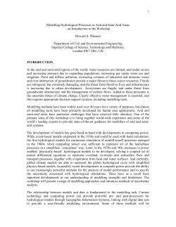 Modelling Hydrological Processes in Arid and Semi Arid Areas