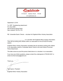 September 9, 2015 To - Englehart Minor Hockey