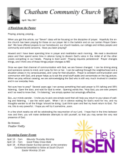 April - May Newsletter - Chatham Community Church