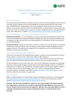 Handling used lead acid batteries - Australian Battery Recycling