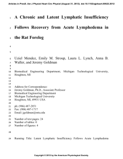 A Chronic and Latent Lymphatic Insufficiency Follows - AJP