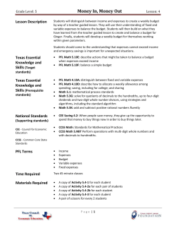 Money In, Money Out - Texas Council on Economic Education