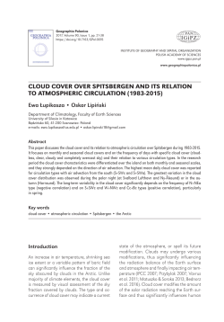 Cloud cover over Spitsbergen and its relation to atmospheric