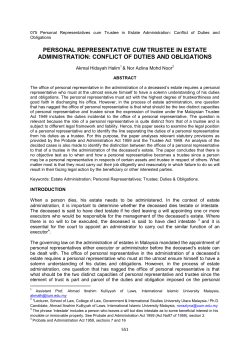 PERSONAL REPRESENTATIVE CUM TRUSTEE IN ESTATE