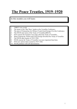 The Peace Treaties, 1919–1920