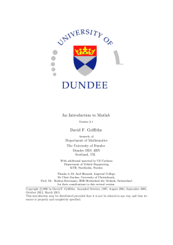 An Introduction to Matlab David F. Griffiths