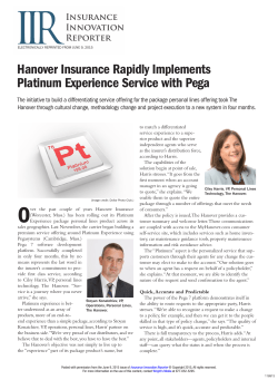 Hanover Insurance Rapidly Implements Platinum Experience