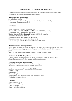 MANDATORY STATISTICAL DATA 2014/2015 The following data