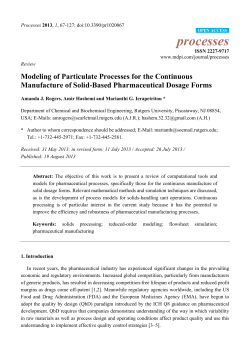 Modeling of Particulate Processes for the Continuous