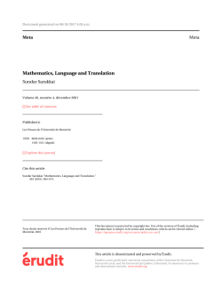 Mathematics, Language and Translation