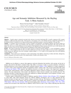Age and Semantic Inhibition Measured by the Hayling Task: A