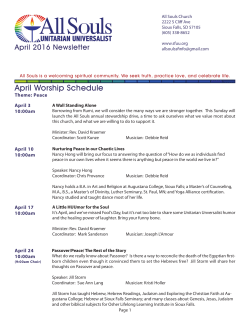 April Worship Schedule - All Souls Unitarian Universalist &ndash; All Souls