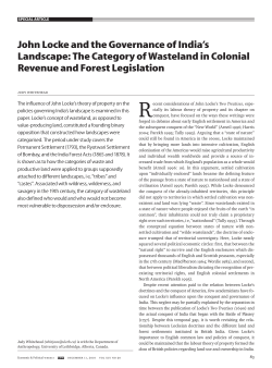 John Locke and the Governance of India`s Landscape: The