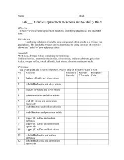 Lab ___: Double Replacement Reactions and Solubility Rules