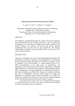 Crystallization of sugar Solutions