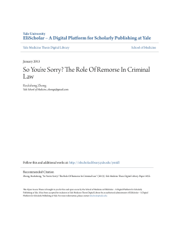 So You`re Sorry? The Role Of Remorse In Criminal Law