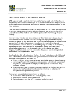CPRE`s General Position on the Submission Draft SAP CPRE
