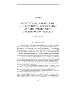 NOTES PROPOSITION 9, MARSY`S LAW: AN ILL