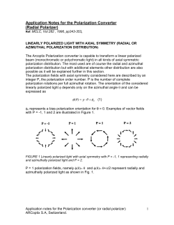 Application Notes for the Polarization Converter (Radial Polarizer)