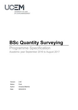 BSc Quantity Surveying - University College of Estate Management