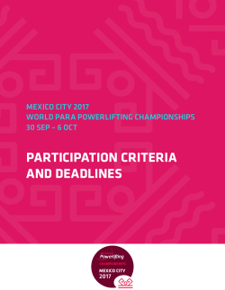 Mexico City 2017 - Participation Criteria and Deadlines