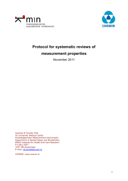 Protocol for systematic reviews of measurement properties