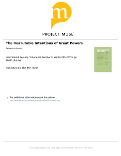 The Inscrutable Intentions of Great Powers
