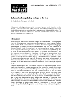 Culture shock: negotiating feelings in the field Introduction