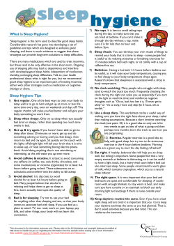 Sleep hygiene - Centre for Clinical Interventions