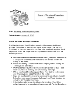 Receiving and Categorizing Food