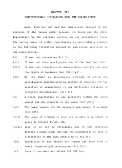 CHAPTER VII CONSTITUTIONAL LIMITATIONS UPON THE TAXING