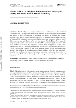 From Africa to Ifrīqiya: Settlement and Society in Early