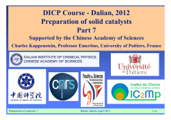 DICP Course - Dalian, 2012 Preparation of solid catalysts Part 7