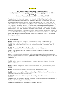BA (Hons) English III sem, Paper V, English Poetry II Faculty