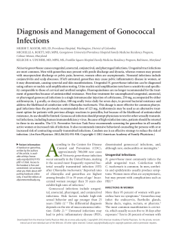 Diagnosis and Management of Gonococcal Infections