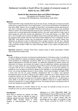 Adolescent mortality in South Africa: An analysis of unnatural causes