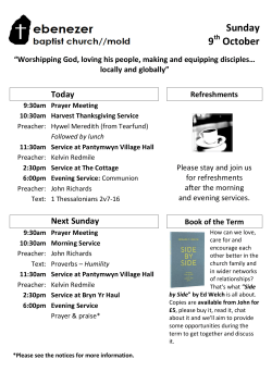 Sunday 9 October - Ebenezer Baptist Church, Mold